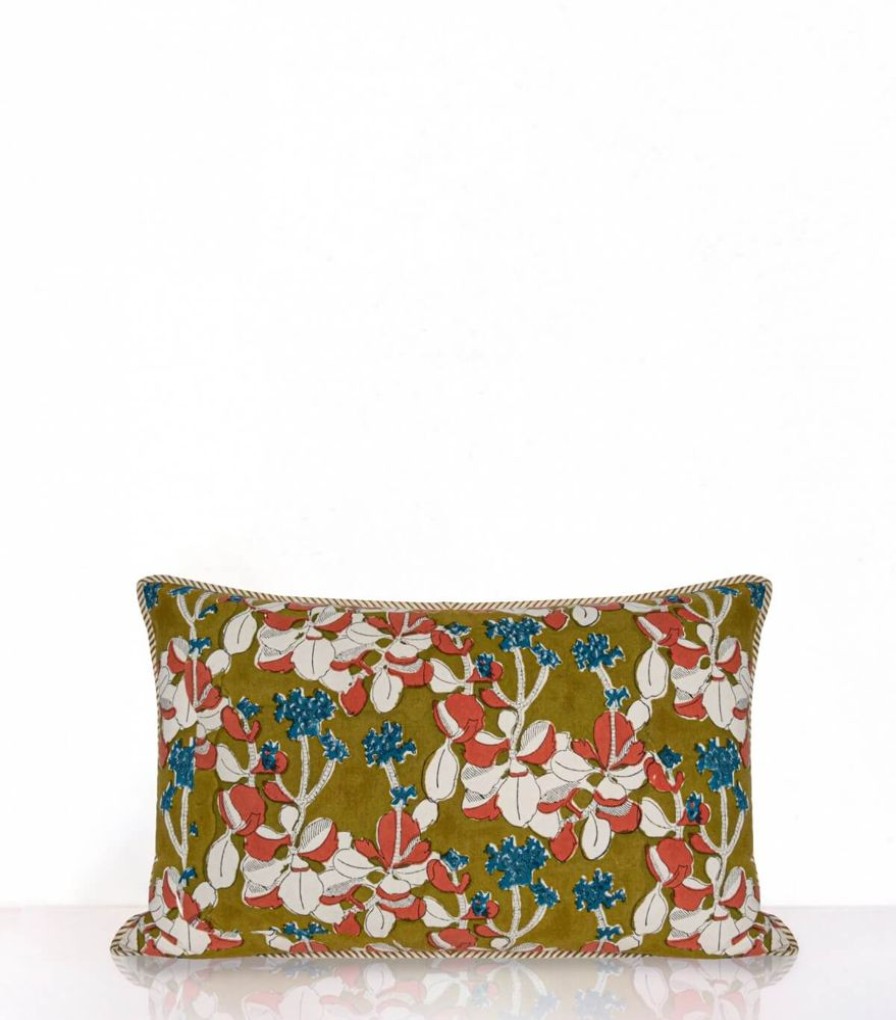 Deco & Linge De Maison Jamini | Housse De Coussin Rectangle Iris Olive