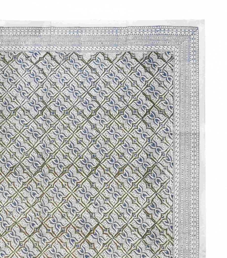 Deco & Linge De Maison Jamini | Tapis Imprime Pahal Kaki Et Bleu Nuit