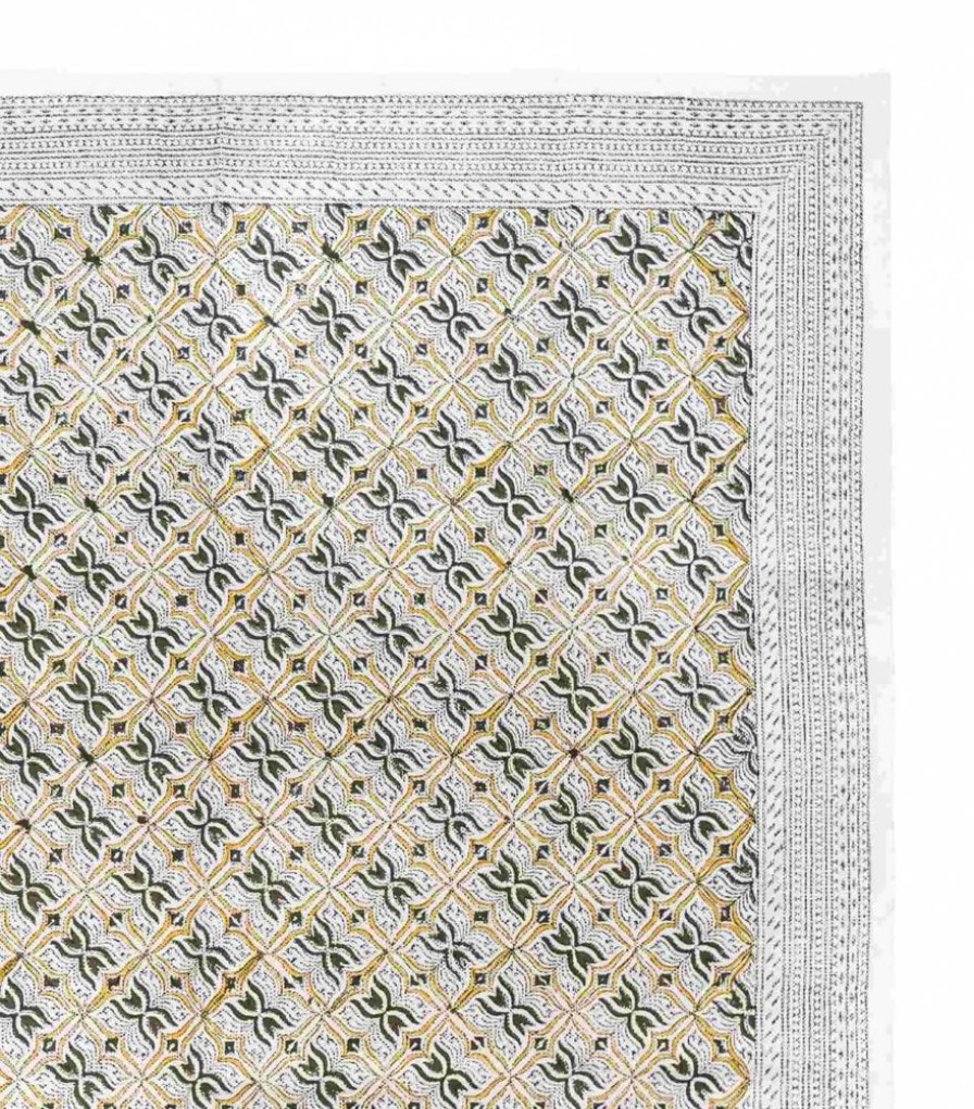 Deco & Linge De Maison Jamini | Tapis Indien Pari Moutarde Et Kaki