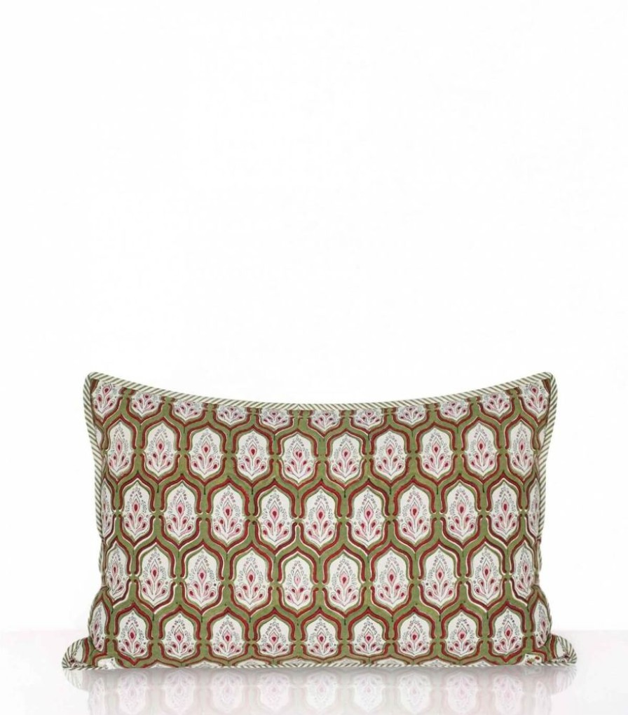 Deco & Linge De Maison Jamini | Housse De Coussin Rectangle Pranjal Vert Tilleul