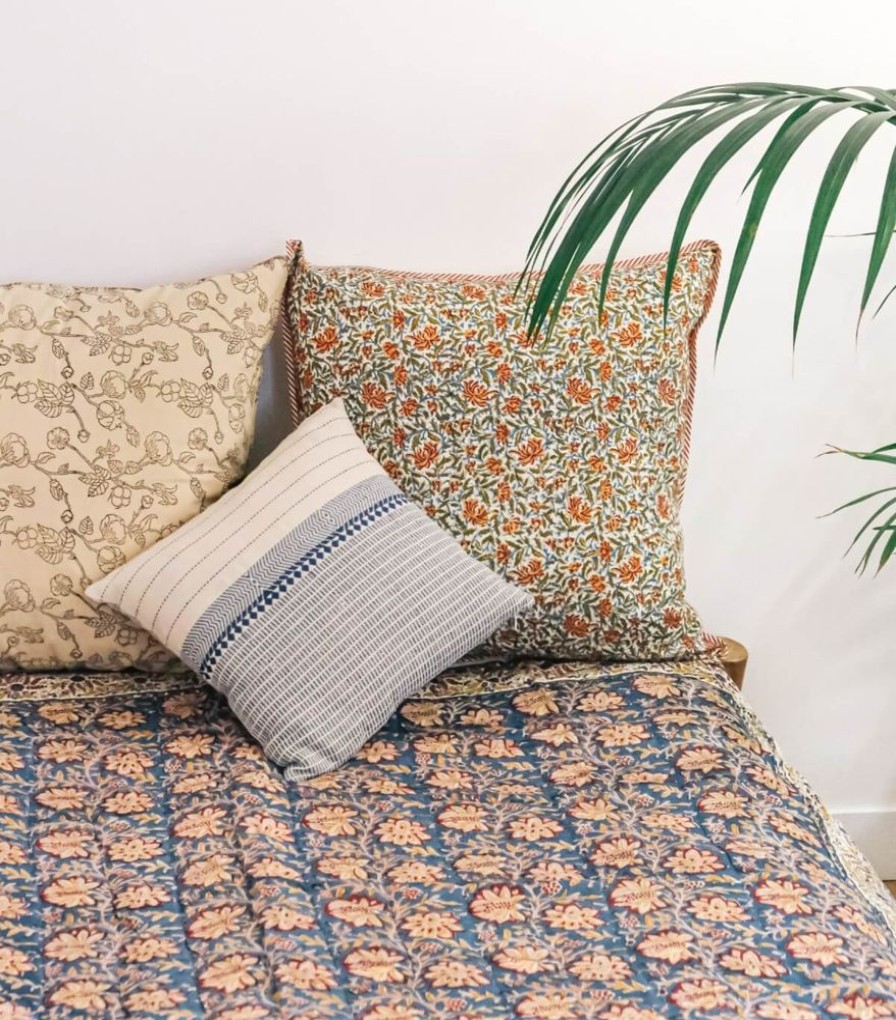 Deco & Linge De Maison Jamini | Couette Indienne Louise Vert Pin