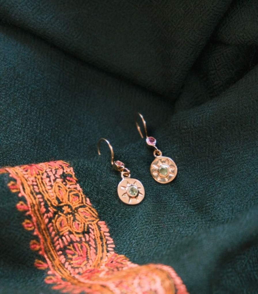 Mode Jamini | Boucles D'Oreilles Tourmaline Verte Et Rose