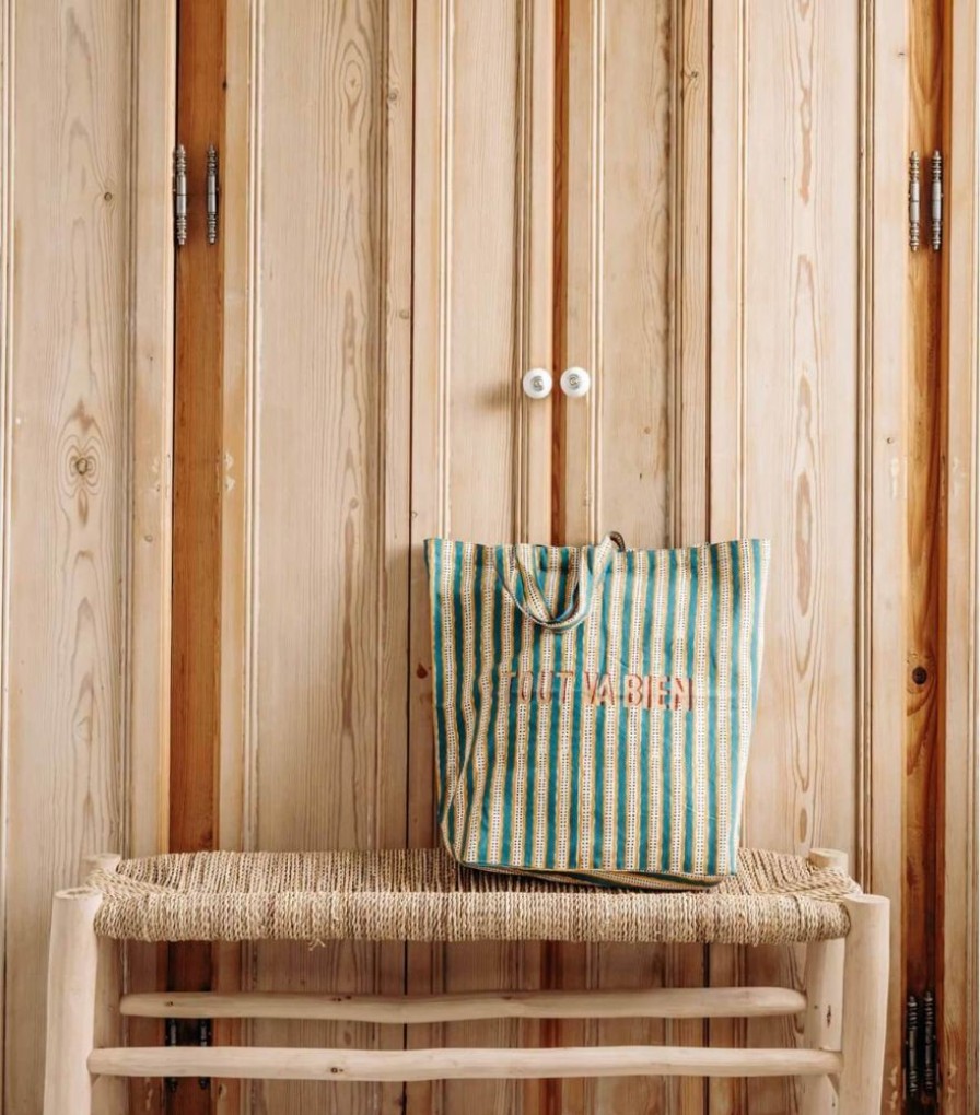 Sacs & Pochettes Jamini | Sac Cabas Tvb Stripe Vert Pin