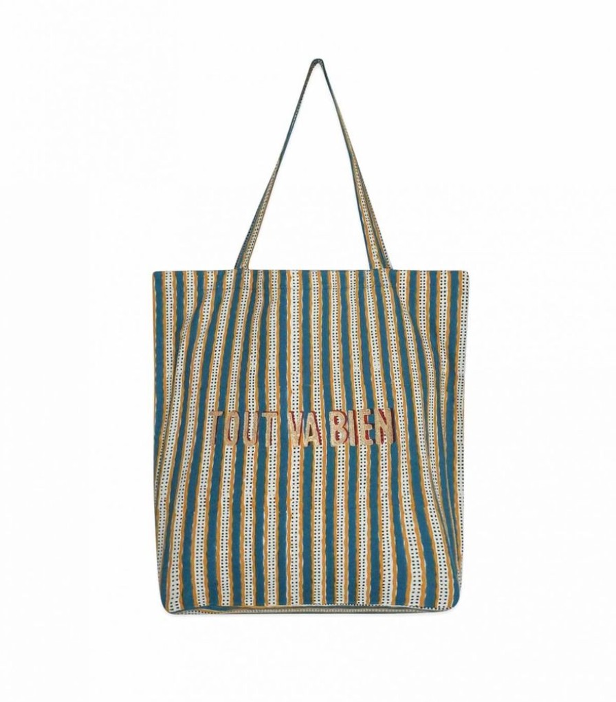 Sacs & Pochettes Jamini | Sac Cabas Tvb Stripe Vert Pin