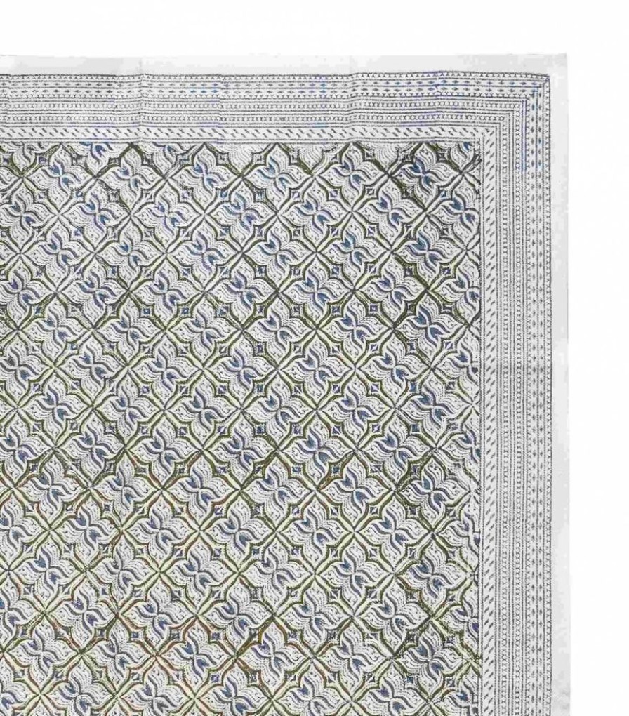Deco & Linge De Maison Jamini | Tapis Graphique Pahal Kaki Et Bleu Nuit