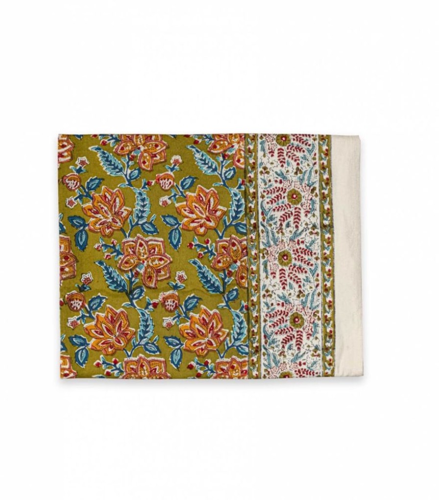 Linge De Table Jamini | Nappe Rectangulaire Rang Vert Kaki
