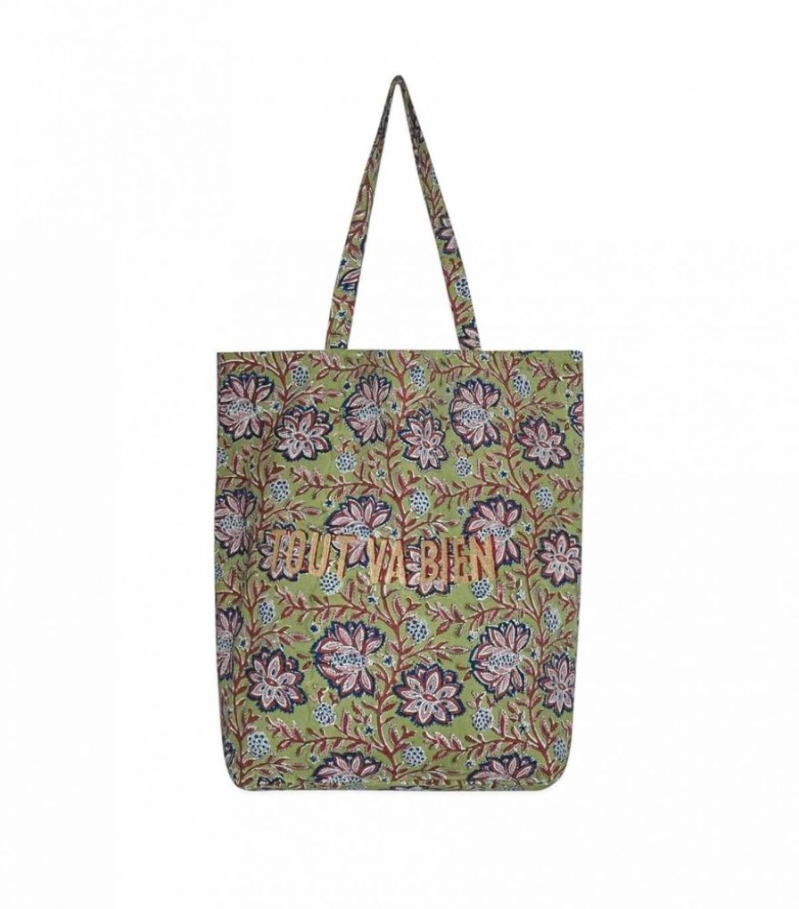 Sacs & Pochettes Jamini | Tote Bag En Coton Tvb Louise Vert Tilleul