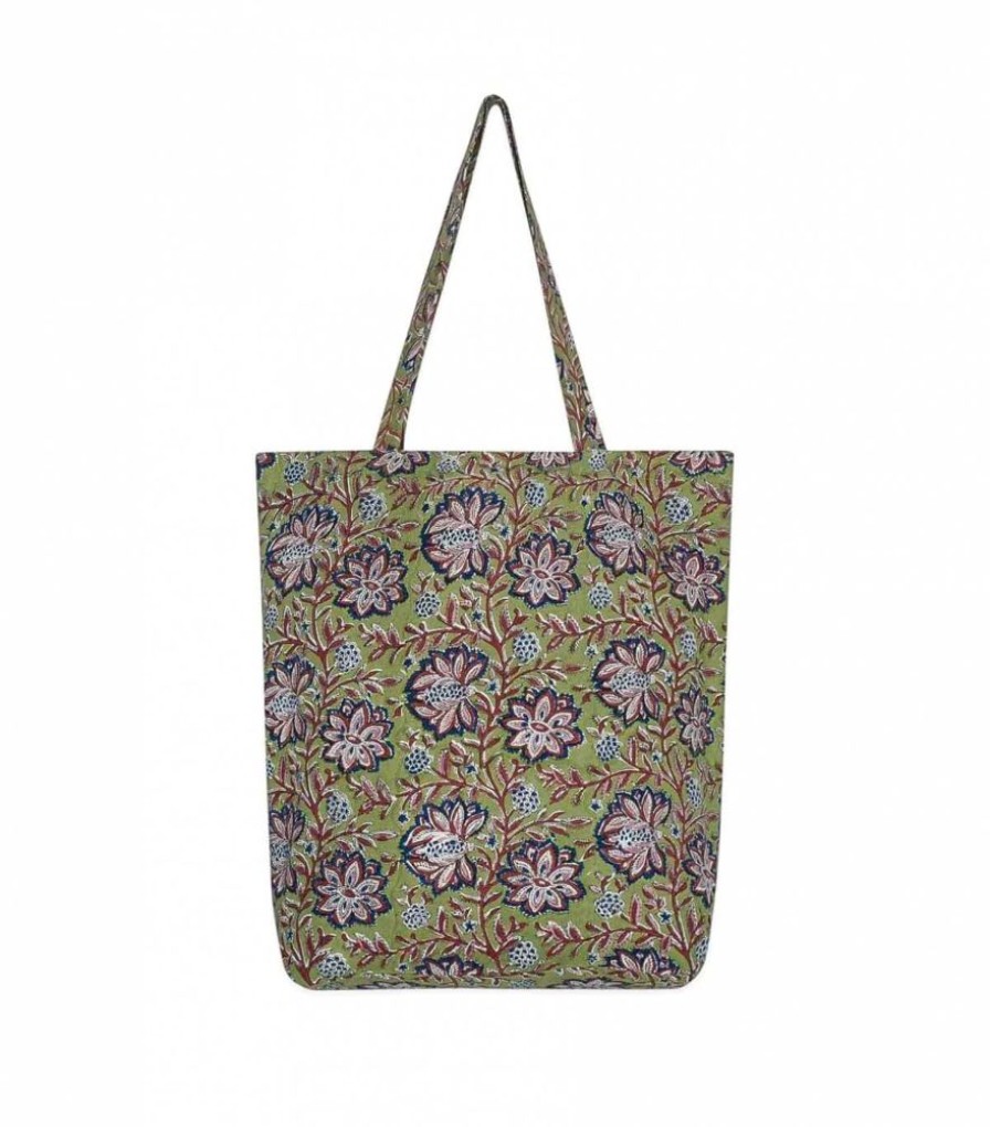 Sacs & Pochettes Jamini | Tote Bag En Coton Tvb Louise Vert Tilleul