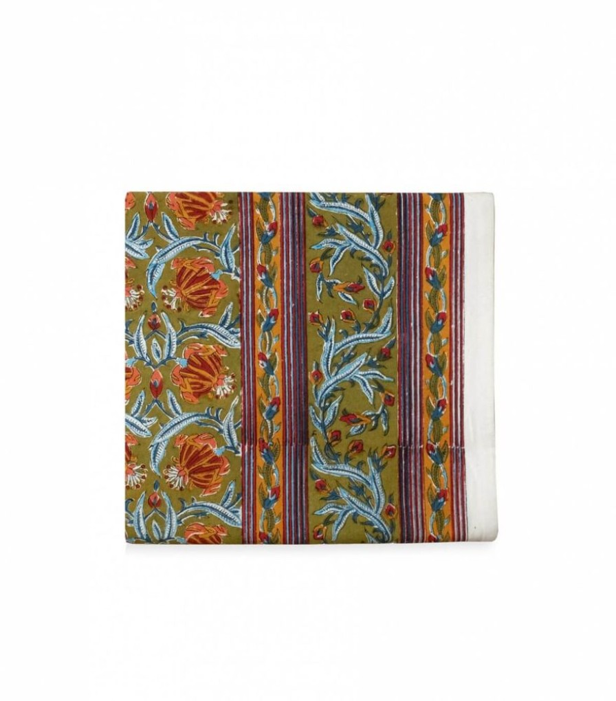 Linge De Table Jamini | Nappe Carree Jaipur Olive