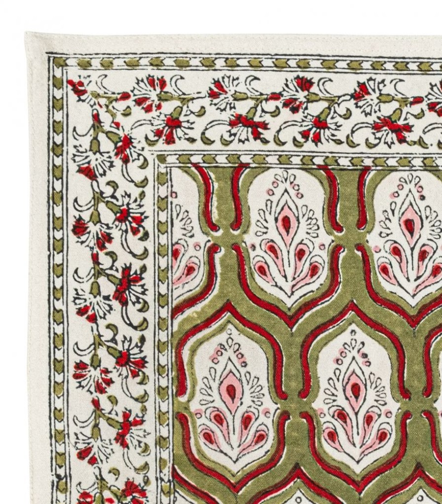 Linge De Table Jamini | Set De Table Pranjal Vert Tilleul