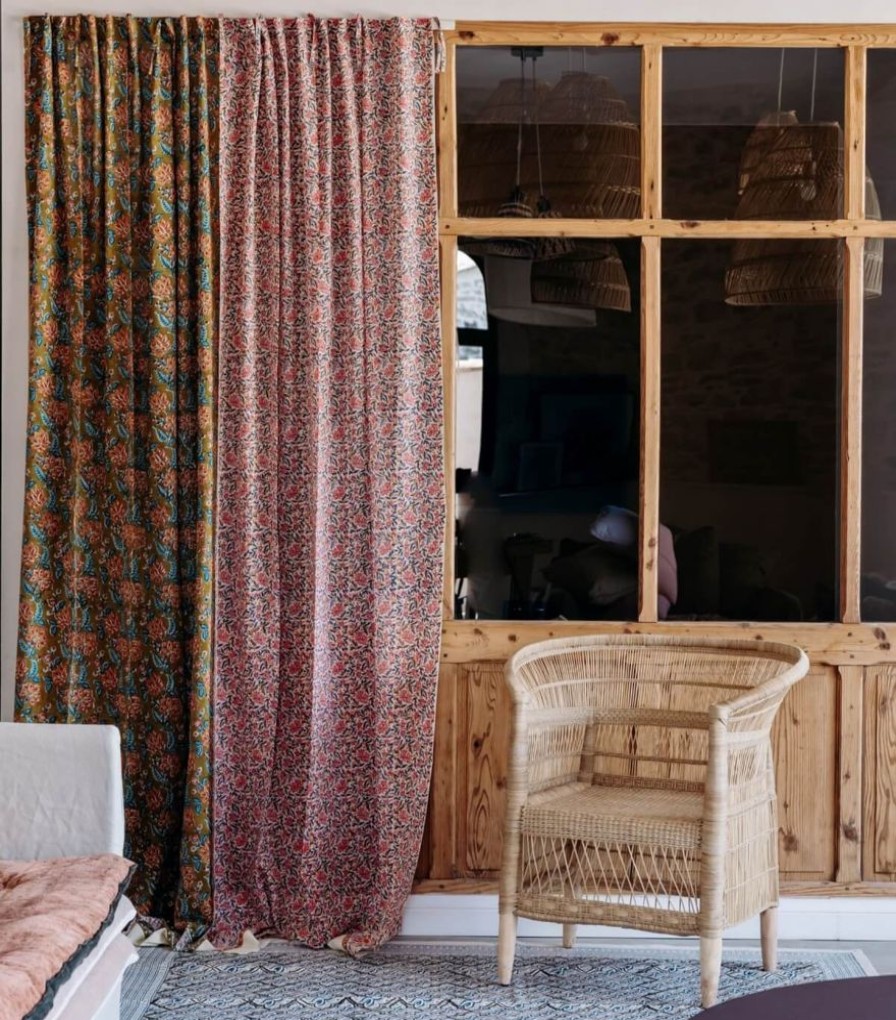 Deco & Linge De Maison Jamini | Rideau Fleuri Rang Kaki
