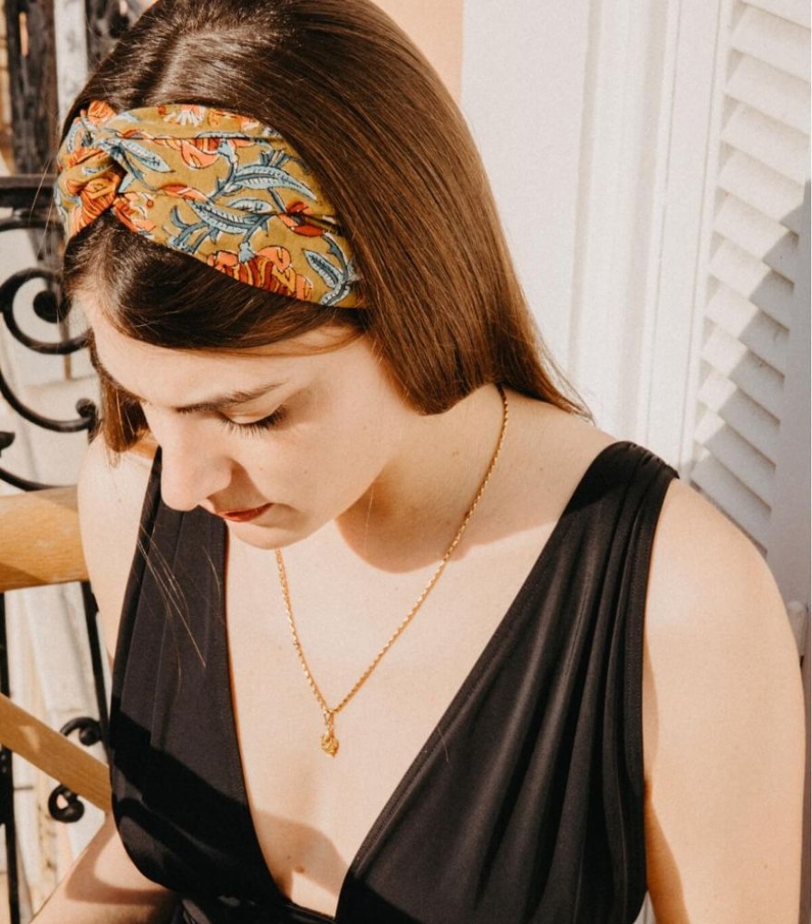 Mode Jamini | Bandeau Cheveux Fleuri Jaipur Olive