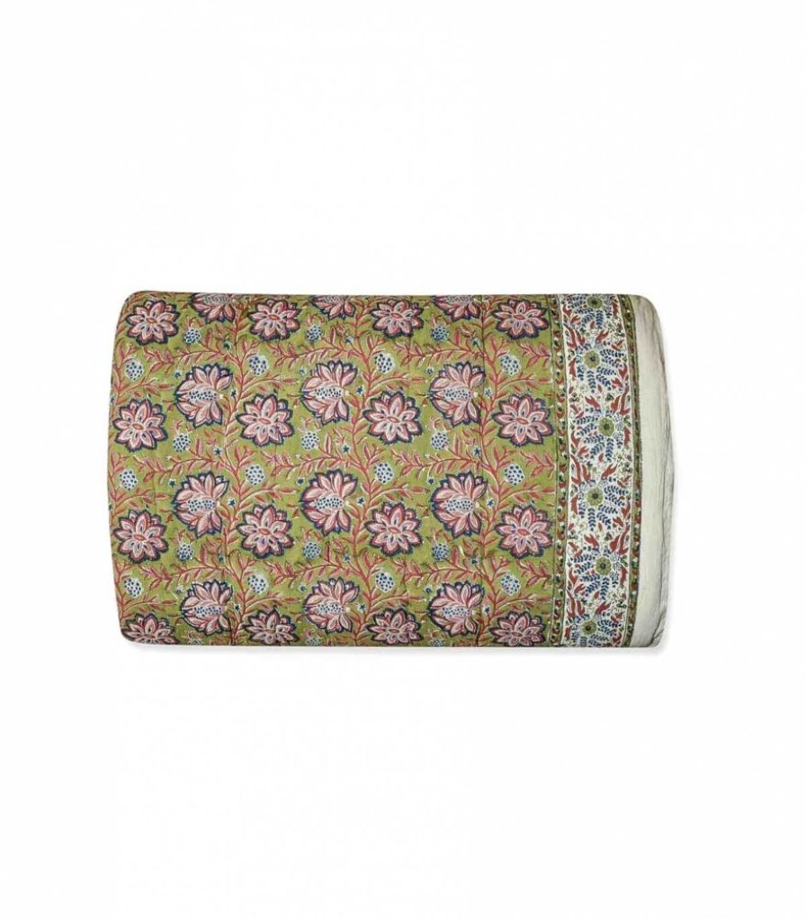 Deco & Linge De Maison Jamini | Couette Imprimee Louise Vert Tilleul