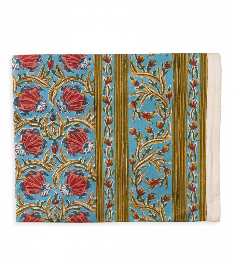 Linge De Table Jamini | Grande Nappe Jaipur Bleu Clair