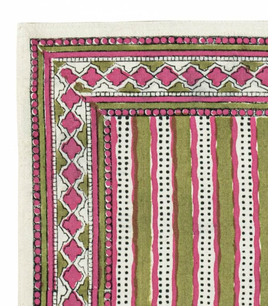 Linge De Table Jamini | Serviette De Table Stripe Vert Tilleul