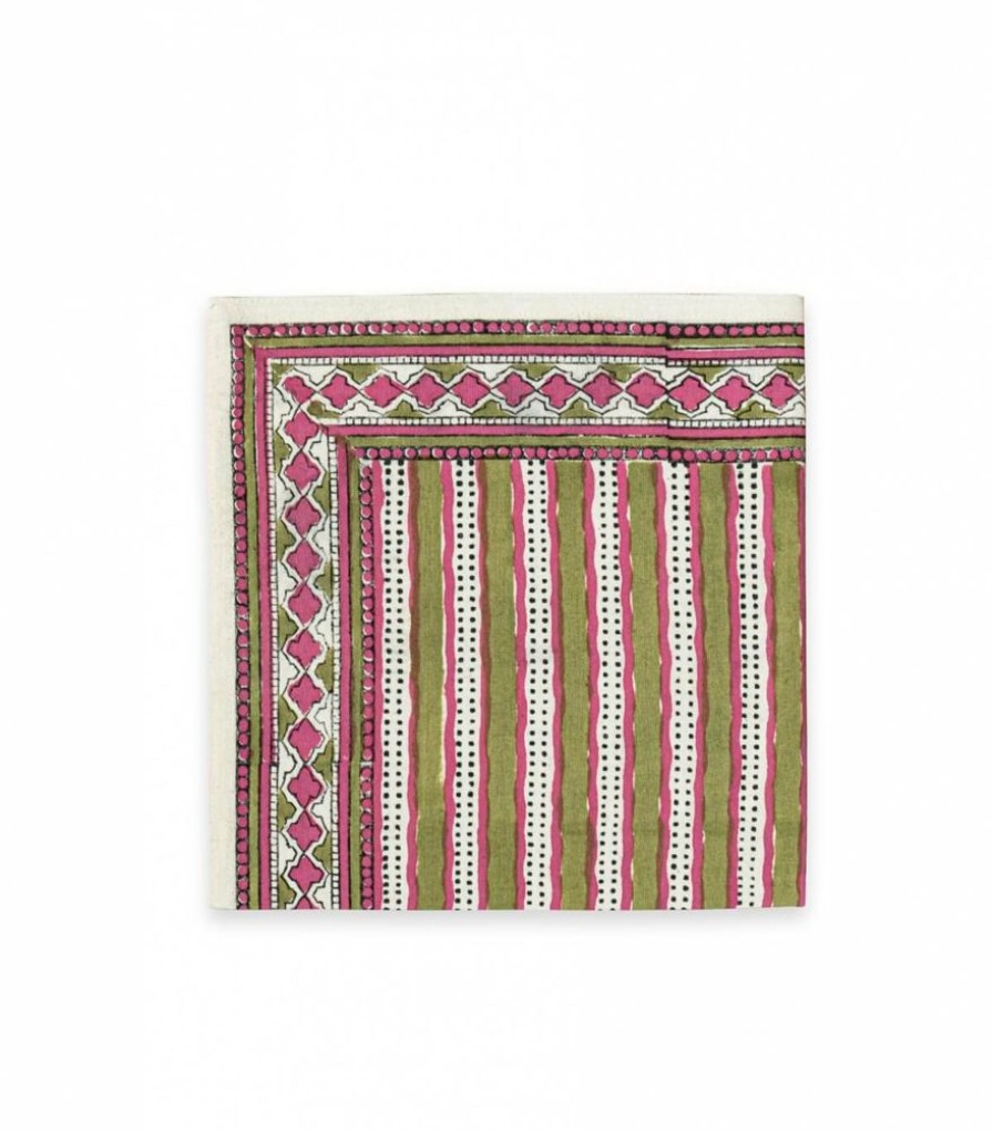 Linge De Table Jamini | Serviette De Table Stripe Vert Tilleul