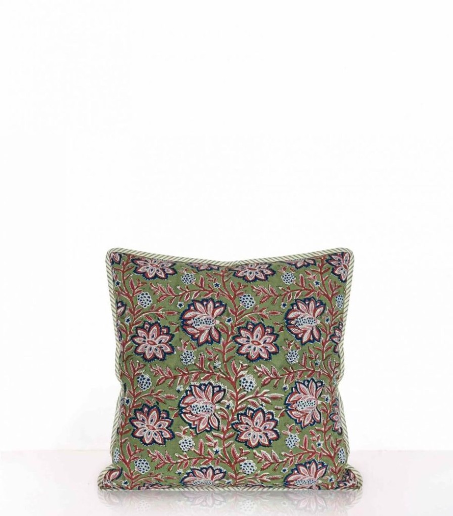 Deco & Linge De Maison Jamini | Housse De Coussin Carree Louise Vert Tilleul