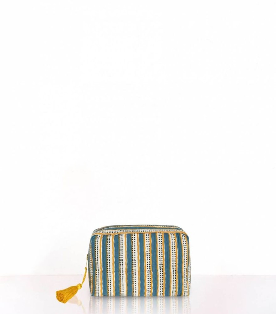 Sacs & Pochettes Jamini | Petite Trousse De Toilette Stripe Vert Pin