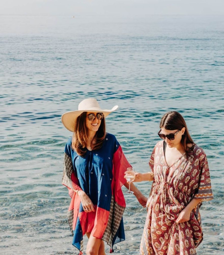 Mode Jamini | Kaftan Indien Bleu Marine Et Fuchsia