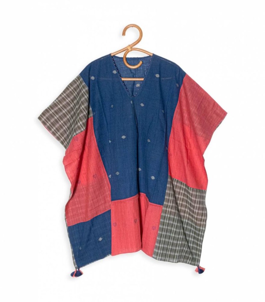 Mode Jamini | Kaftan Indien Bleu Marine Et Fuchsia