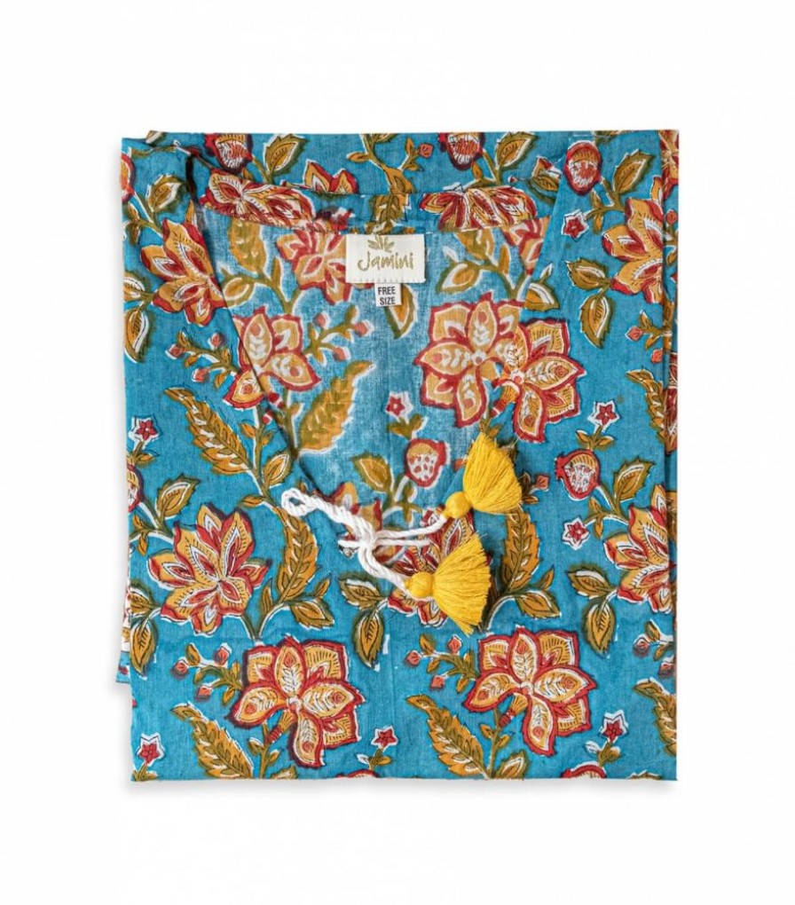 Mode Jamini | Kaftan Court Coton Rang Bleu