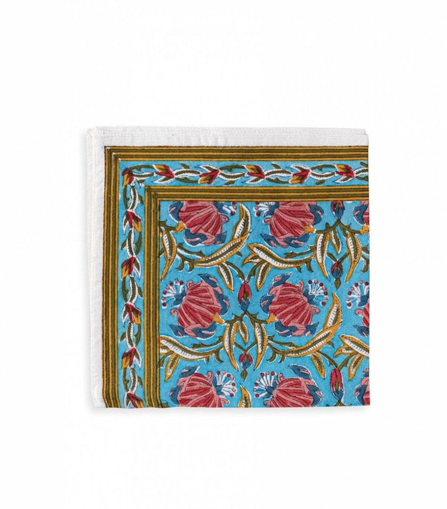 Linge De Table Jamini | Serviette De Table Jaipur Bleu Clair