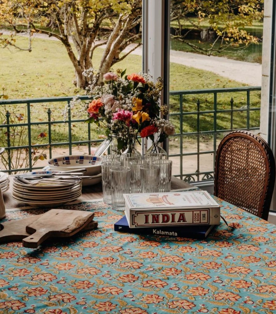 Linge De Table Jamini | Nappe 170*250 Rang Bleu Multi