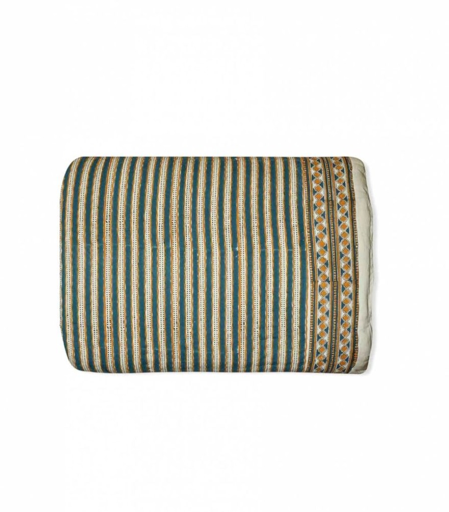 Deco & Linge De Maison Jamini | Edredon Imprime Stripe Vert Pin