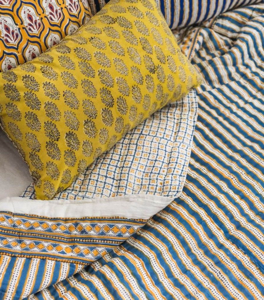 Deco & Linge De Maison Jamini | Edredon Imprime Stripe Vert Pin