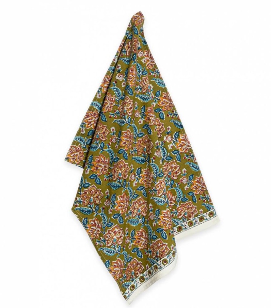 Linge De Table Jamini | Torchon De Cuisine Rang Vert Kaki