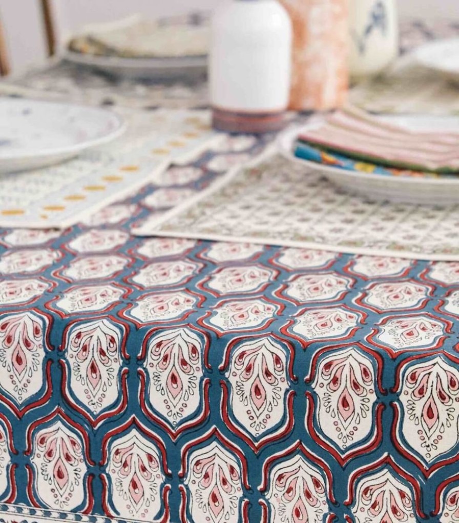 Linge De Table Jamini | Grande Nappe Carree Pranjal Vert Pin
