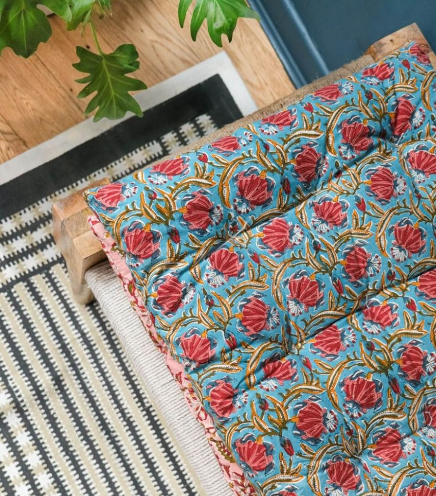 Deco & Linge De Maison Jamini | Matelas D'Assise Jaipur Bleu Clair
