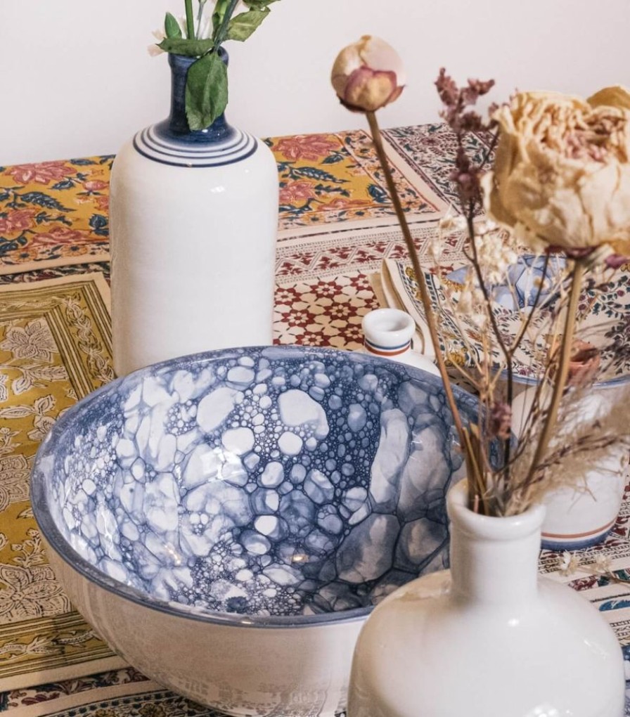 Deco & Linge De Maison Jamini | Saladier Bleu Ceramique