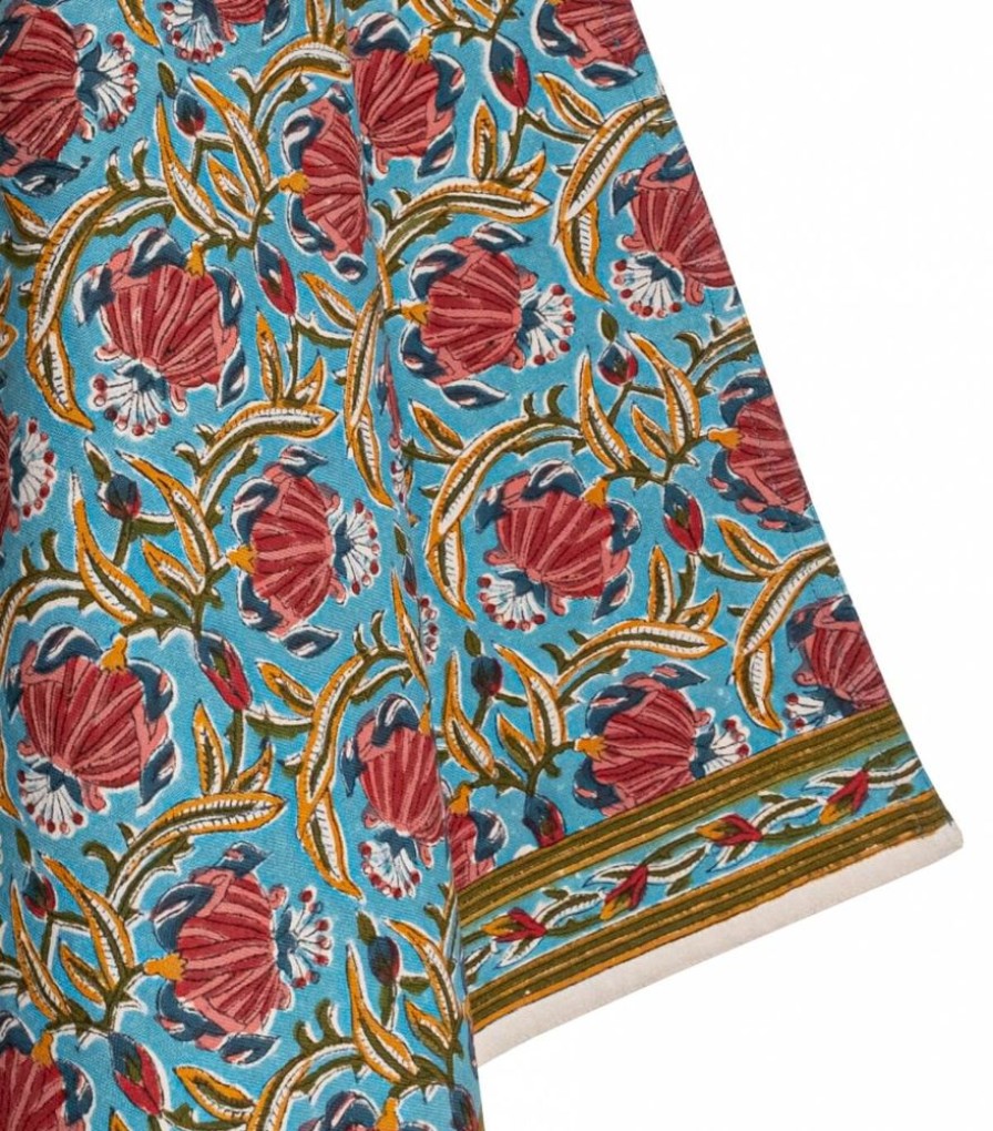 Linge De Table Jamini | Torchon Imprime Jaipur Bleu Clair