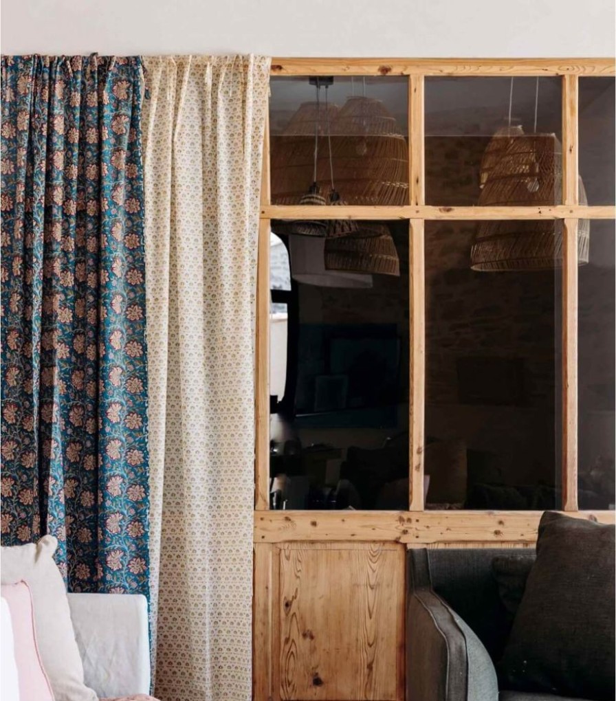 Deco & Linge De Maison Jamini | Rideau Fleuri Louise Vert Pin