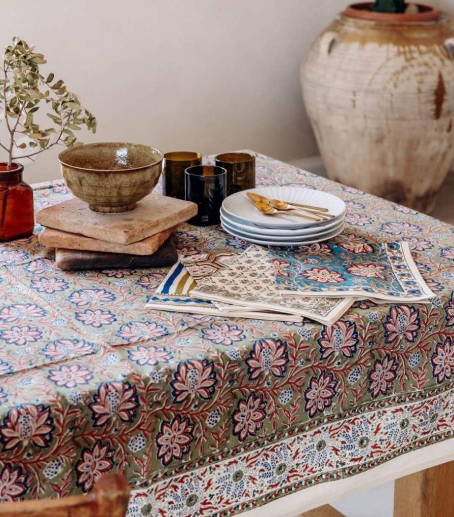 Linge De Table Jamini | Serviette De Table Pranjal Vert Tilleul