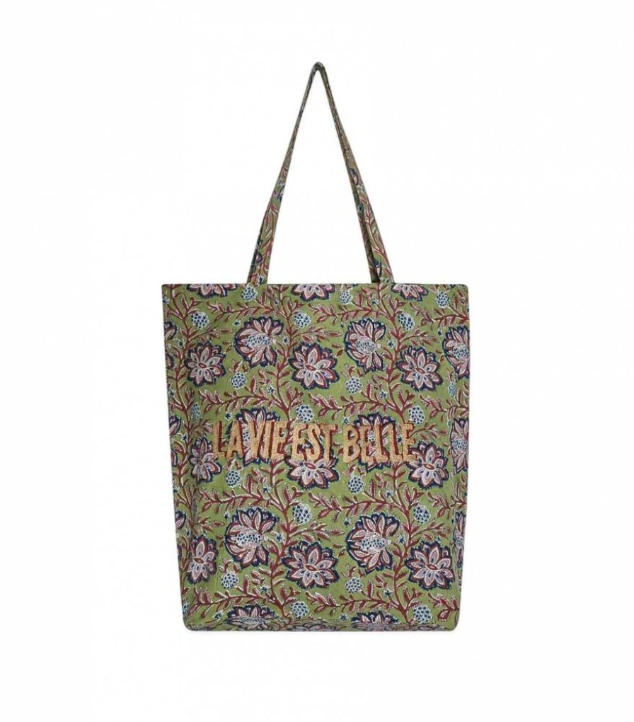 Sacs & Pochettes Jamini | Sac Cabas Indien Lvb Louise Vert Tilleul
