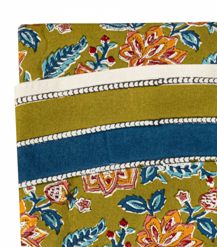 Linge De Table Jamini | Nappe Ronde Rang Vert Kaki