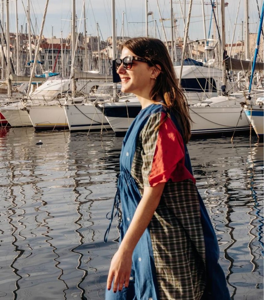 Mode Jamini | Robe De Plage Bleu Marine Et Fuchsia