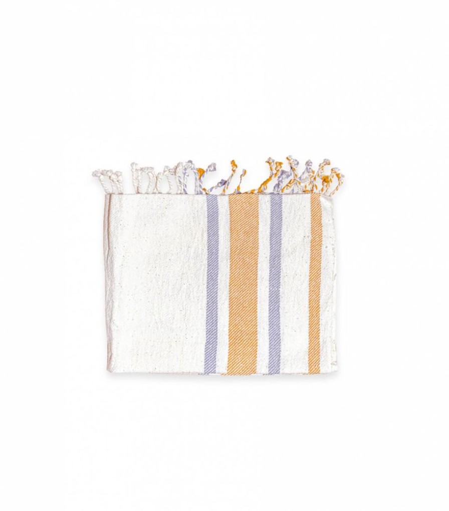 Deco & Linge De Maison Jamini | Serviette Khadi Bleue & Jaune Moutarde