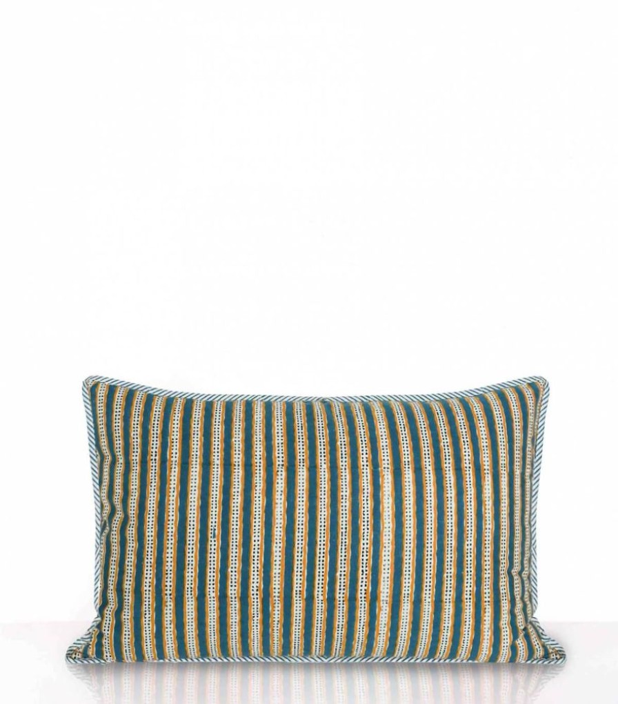Deco & Linge De Maison Jamini | Housse De Coussin Rectangle Stripe Vert Pin