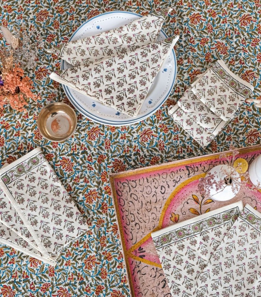 Linge De Table Jamini | 1 Grande Nappe Reema & 12 Serviettes Palla