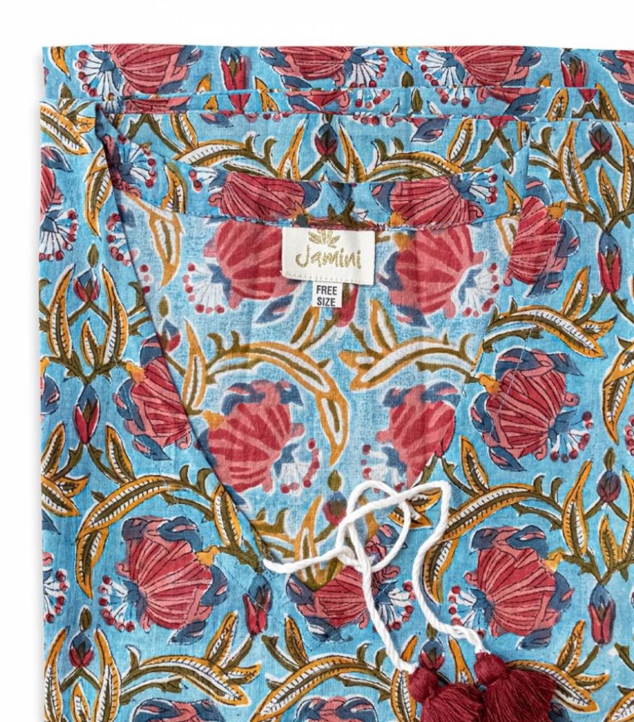 Mode Jamini | Kaftan Fleuri Jaipur Bleu Clair