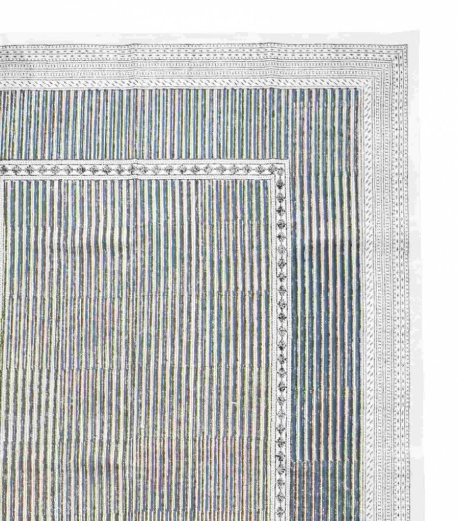 Deco & Linge De Maison Jamini | Tapis Indien Parul Kaki Et Bleu Nuit