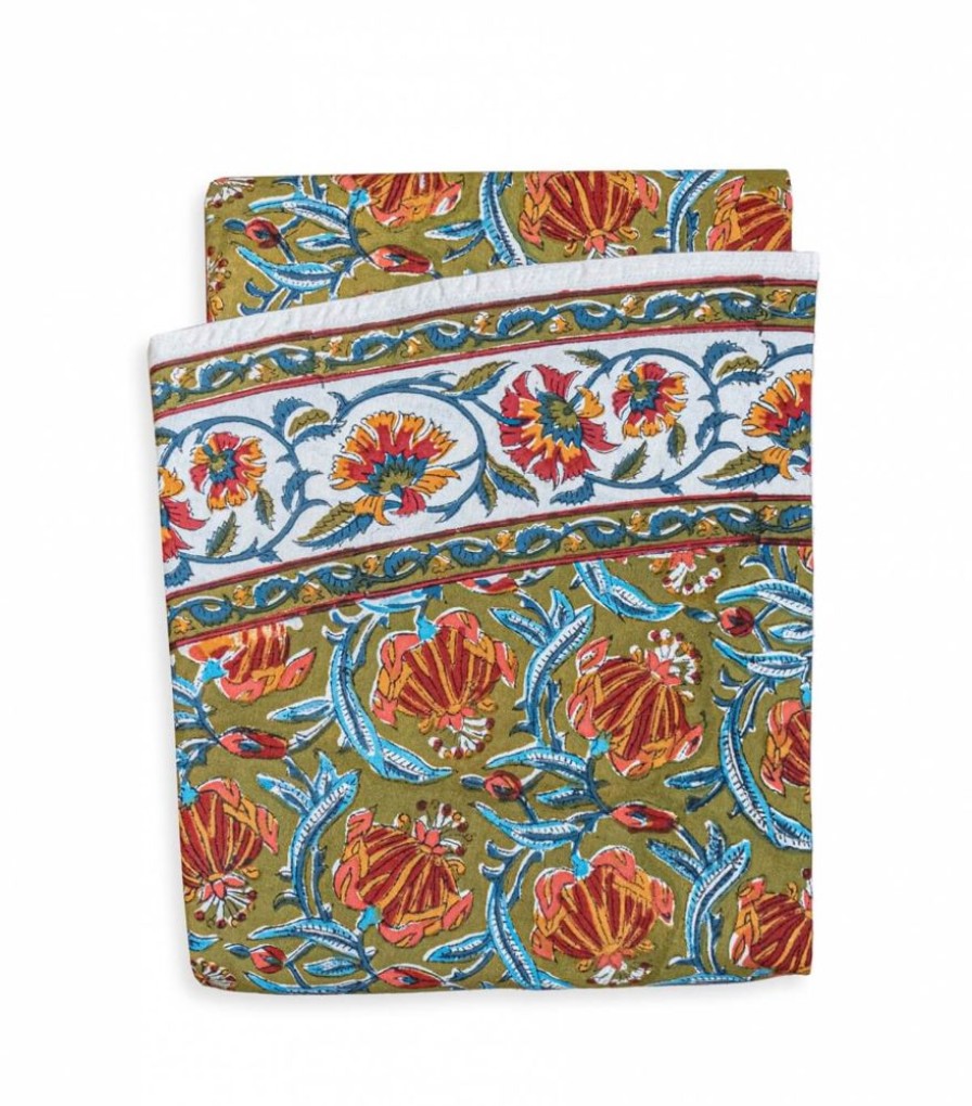 Linge De Table Jamini | Nappe Ronde Jaipur Olive