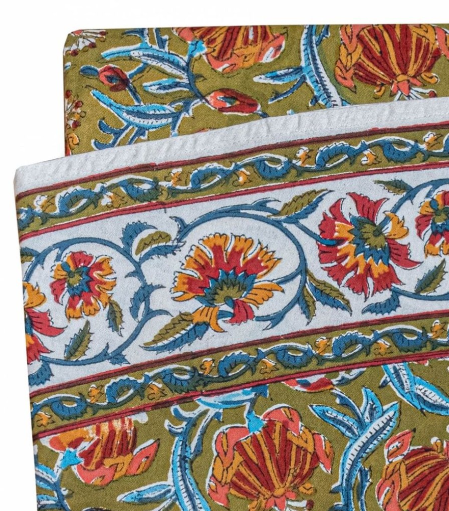 Linge De Table Jamini | Nappe Ronde Jaipur Olive