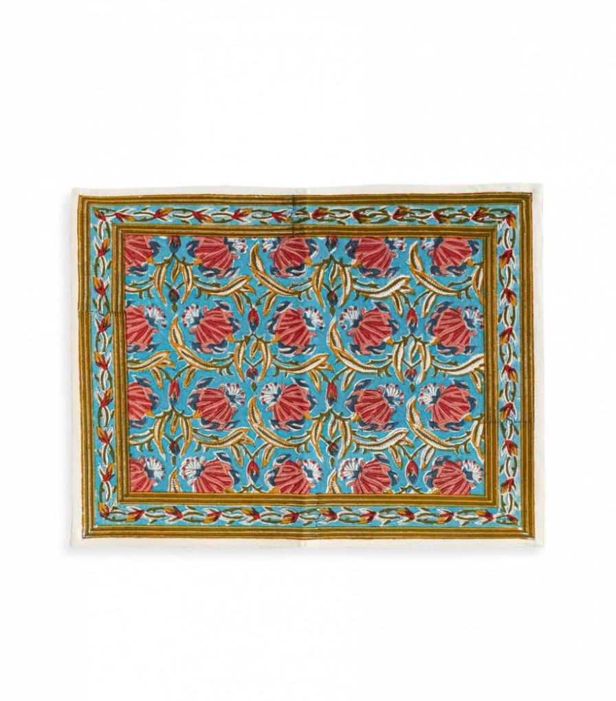 Linge De Table Jamini | Set De Table Jaipur Bleu Clair