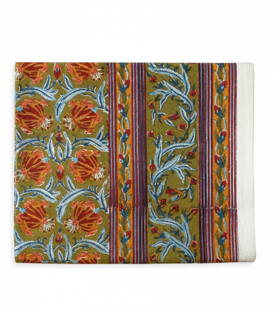 Linge De Table Jamini | Grande Nappe Jaipur Olive